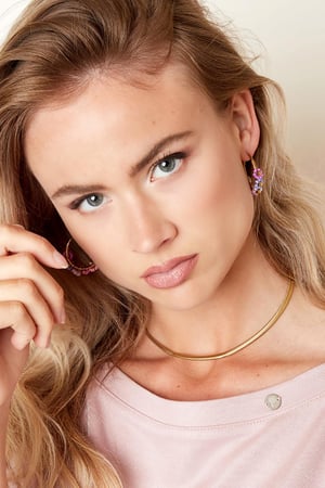 Earrings with colorful flowers White Gold color Stainless Steel h5 Picture3